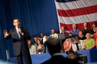 President Obama at a town hall meeting.